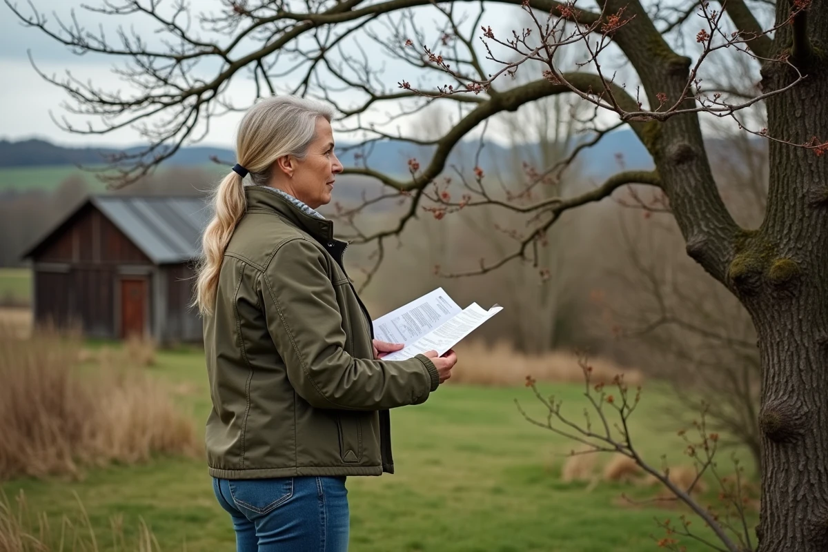 Femme inspectant des branches d