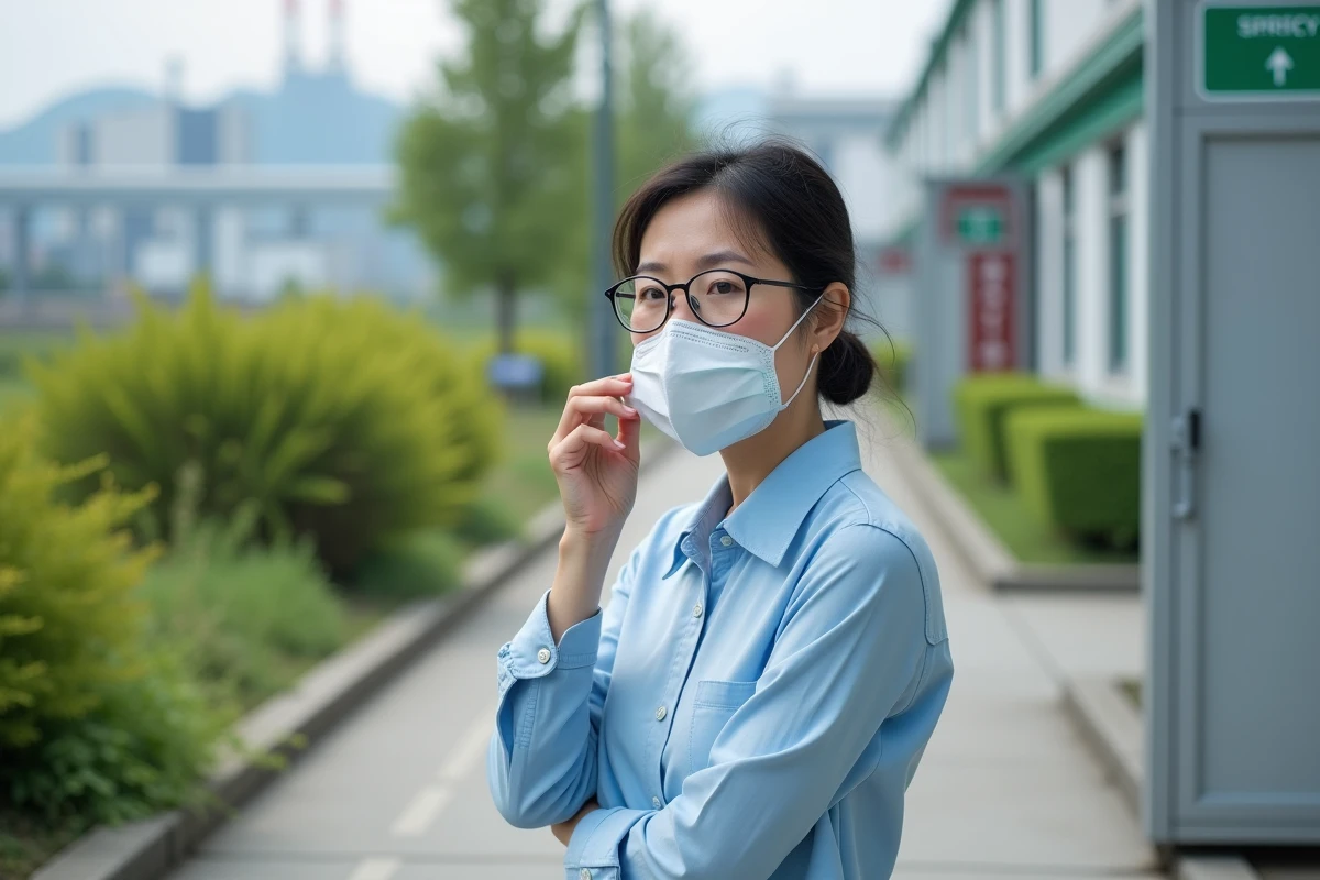 Femme portant un masque de protection à l