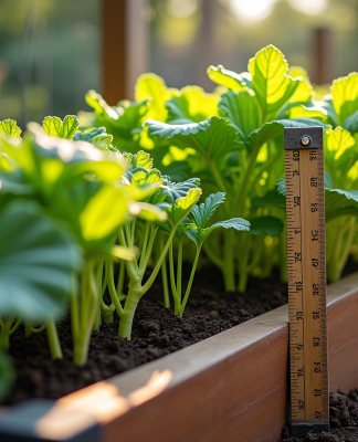 Jardin surélevé avec légumes en pleine croissance en plein soleil