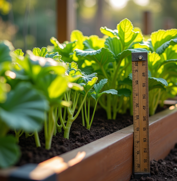 Jardin surélevé avec légumes en pleine croissance en plein soleil