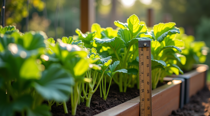 Jardin surélevé avec légumes en pleine croissance en plein soleil