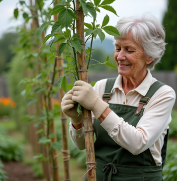 Tomates : quelles plantes associer en culture ? Femme jardinant avec des tomates et plantes aromatiques