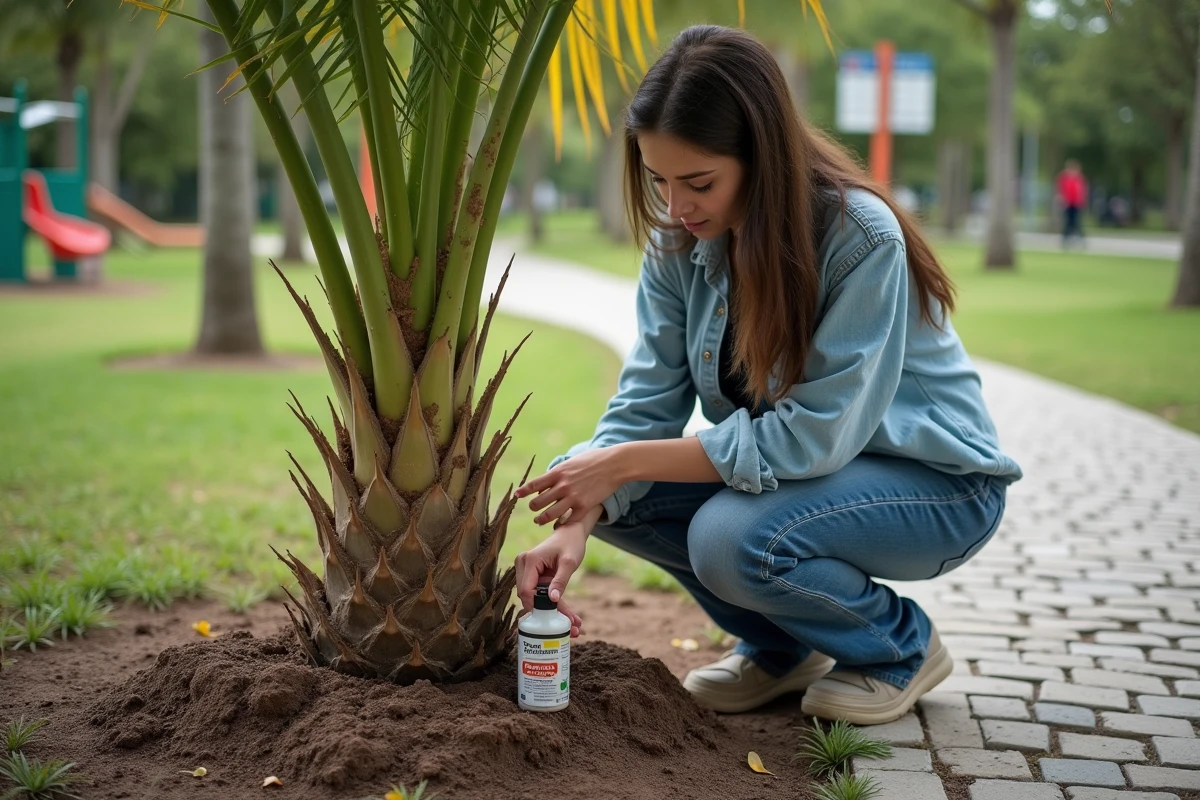 Jeune femme examinant la base d